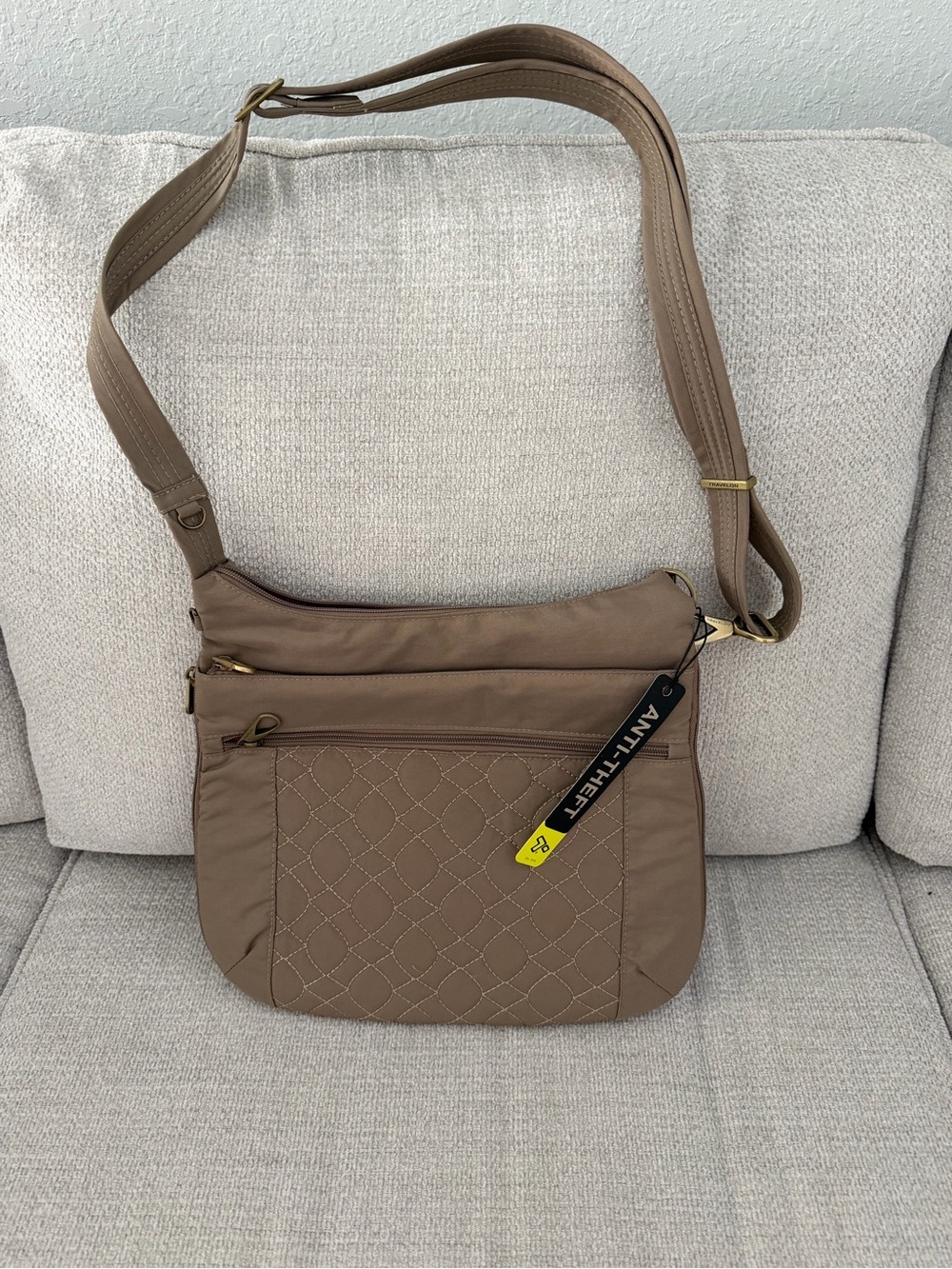 NWT Travelon Quilted Crossbody Bag for  - Taupe